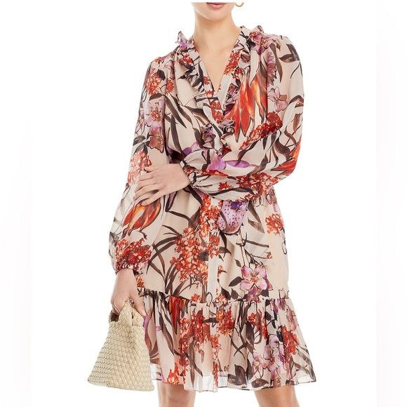 KOBI HALPERIN SAMARA BELTED SHIRT DRESS COLOR CANVAS MULTI BRAND NEW